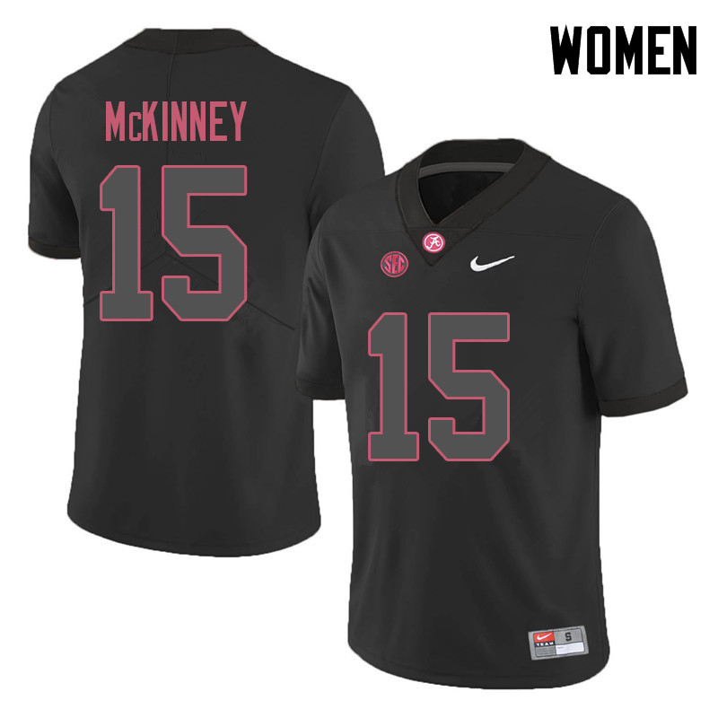 Women #15 Xavier McKinney Alabama Crimson Tide College Football Jerseys Sale-Black